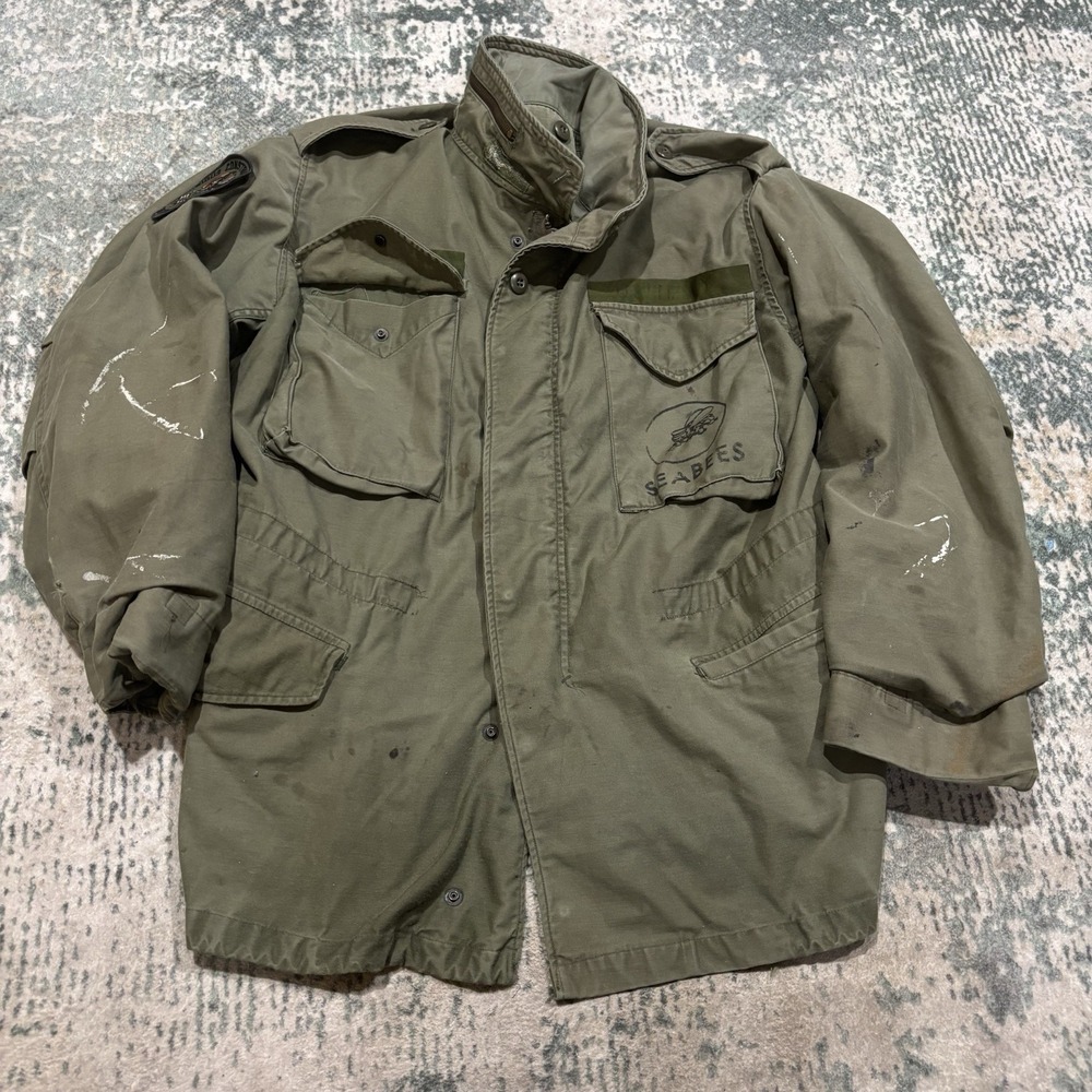 Vintage 60s M65 Field Jacket US Navy Seabees Medium
